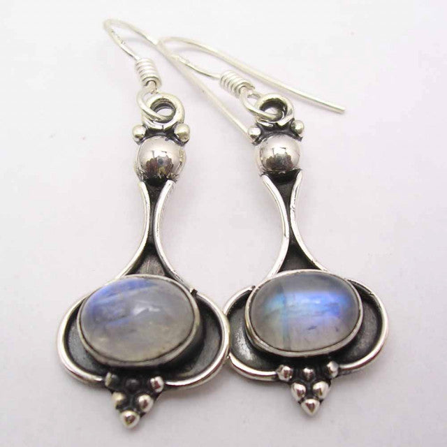 Cercei Argint 925 cu Piatra Lunii , 4.2 cm lungime