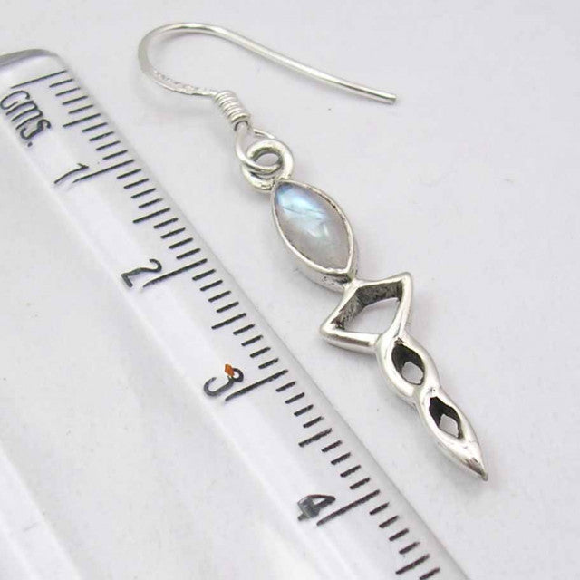 Cercei Argint 925 cu PIatra Lunii, 4.2 cm lungime