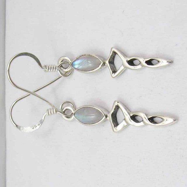 Cercei Argint 925 cu PIatra Lunii, 4.2 cm lungime