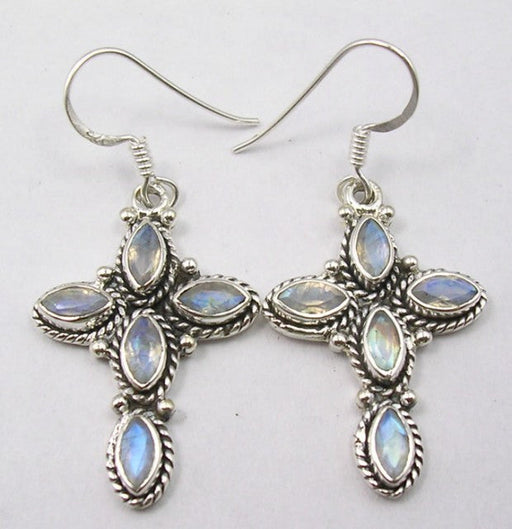 Cercei Argint 925 cu Piatra Lunii, 4,3 cm lungime