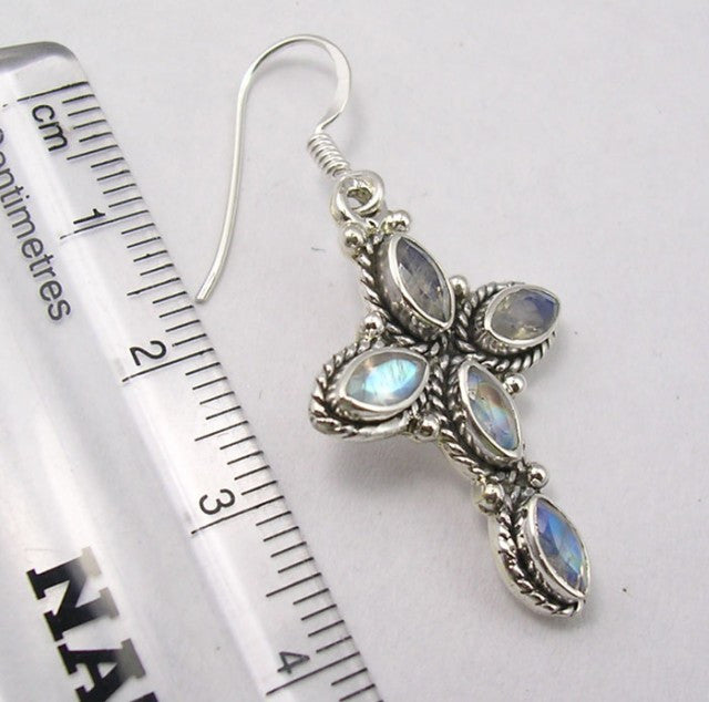 Cercei Argint 925 cu Piatra Lunii, 4,3 cm lungime