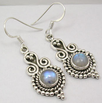 Cercei Argint 925 cu Piatra Lunii, 4.4 cm lungime