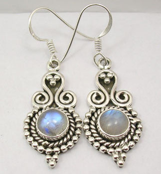 Cercei Argint 925 cu Piatra Lunii, 4.4 cm lungime