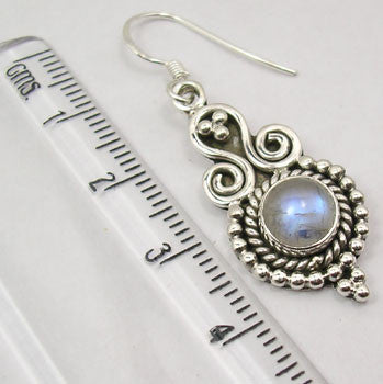 Cercei Argint 925 cu Piatra Lunii, 4.4 cm lungime