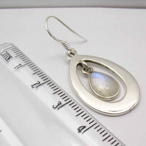 Cercei Argint 925 cu Piatra Lunii, 4.4 cm lungime