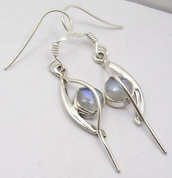 Cercei Argint 925 cu Piatra Lunii, 4,5 cm lungime