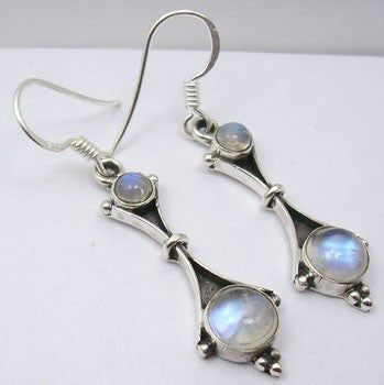 Cercei Argint 925 cu Piatra Lunii, 4.6 cm lungime