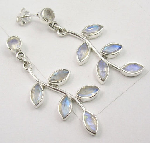 Cercei Argint 925 cu Piatra Lunii, 4,6 cm lungime