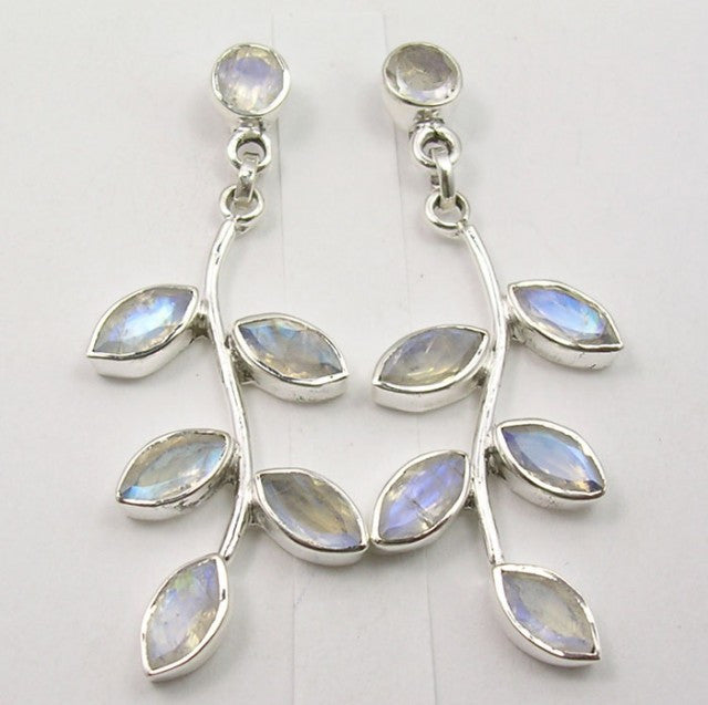 Cercei Argint 925 cu Piatra Lunii, 4,6 cm lungime