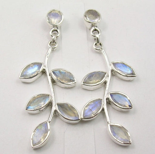 Cercei Argint 925 cu Piatra Lunii, 4,6 cm lungime