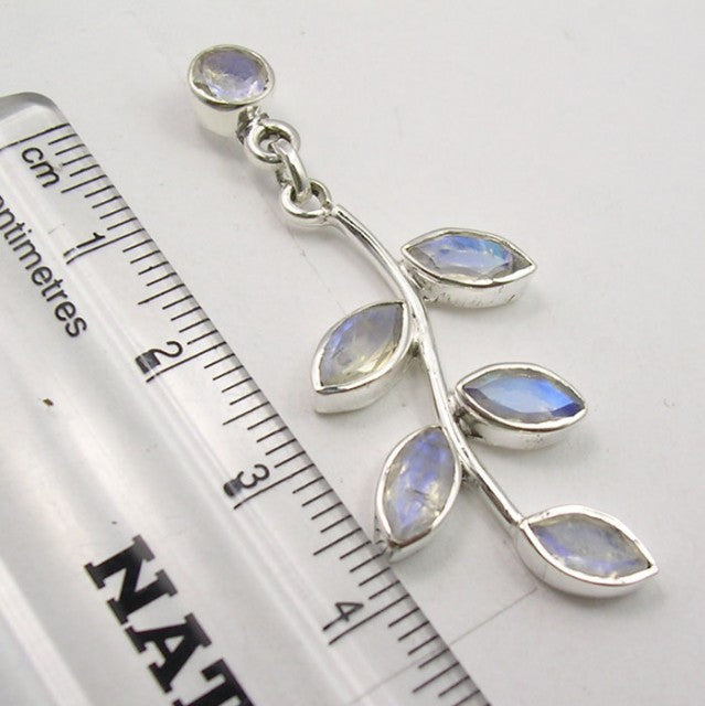 Cercei Argint 925 cu Piatra Lunii, 4,6 cm lungime