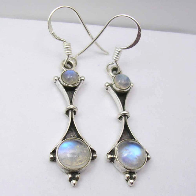 Cercei Argint 925 cu Piatra Lunii, 4.6 cm lungime