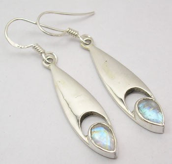 Cercei Argint 925 cu Piatra Lunii, 4.9 cm lungime