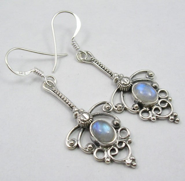 Cercei Argint 925 cu Piatra Lunii, 4,9 cm lungime