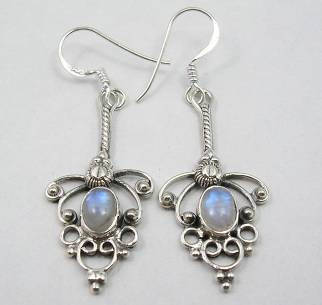 Cercei Argint 925 cu Piatra Lunii, 4,9 cm lungime