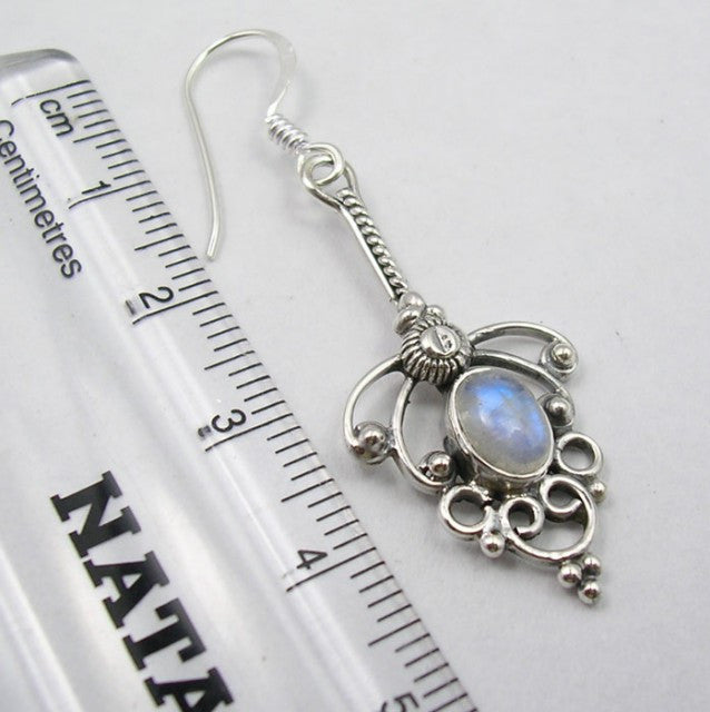 Cercei Argint 925 cu Piatra Lunii, 4,9 cm lungime