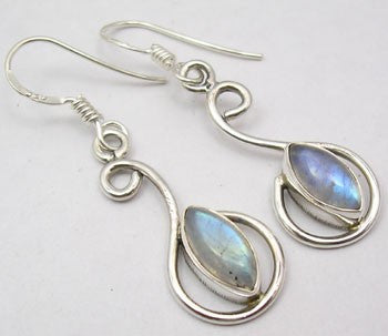 Cercei Argint 925 cu Piatra Lunii, 4 cm lungime