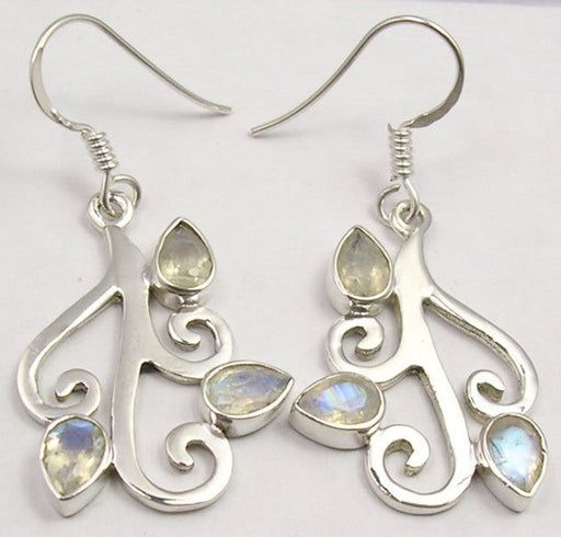 Cercei Argint 925 cu Piatra Lunii, 4 cm lungime