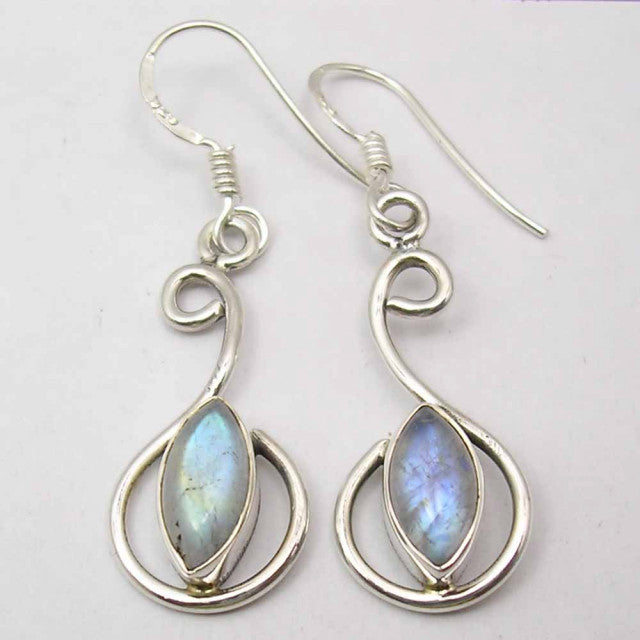 Cercei Argint 925 cu Piatra Lunii, 4 cm lungime