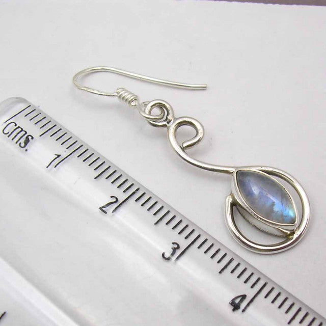 Cercei Argint 925 cu Piatra Lunii, 4 cm lungime