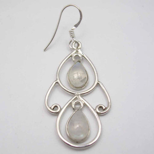 Cercei Argint 925 cu Piatra Lunii, 5.2 cm lungime