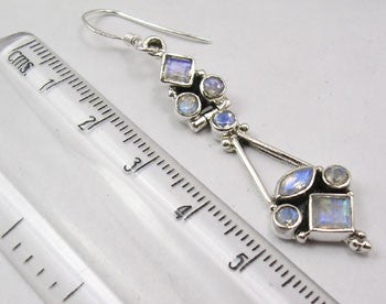 Cercei Argint 925 cu Piatra Lunii, 5.4 cm lungime