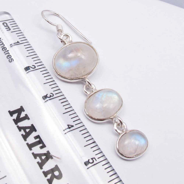 Cercei Argint 925 cu Piatra Lunii 5.5 cm lungime