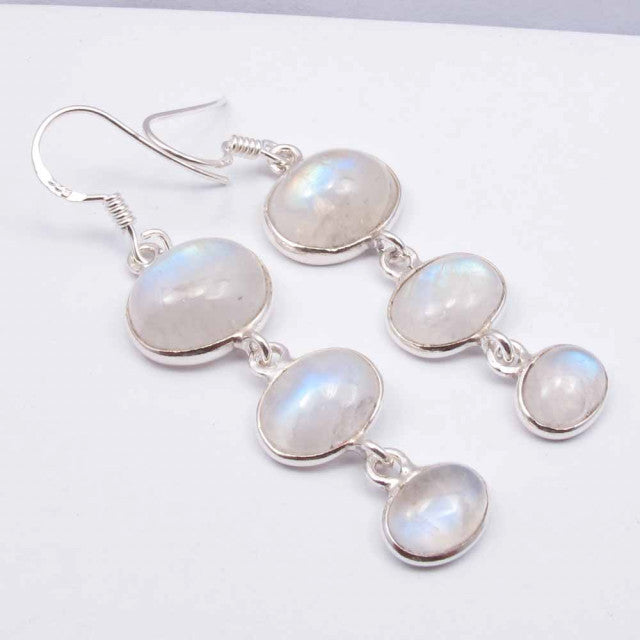 Cercei Argint 925 cu Piatra Lunii 5.5 cm lungime