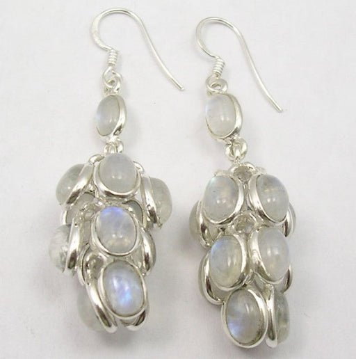 Cercei Argint 925 cu Piatra Lunii, 5.7 cm lungime