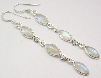 Cercei Argint 925 cu Piatra lunii , 6.6 cm lungime