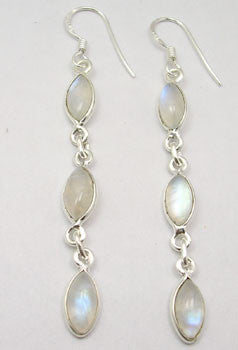 Cercei Argint 925 cu Piatra lunii , 6.6 cm lungime