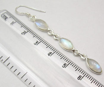 Cercei Argint 925 cu Piatra lunii , 6.6 cm lungime