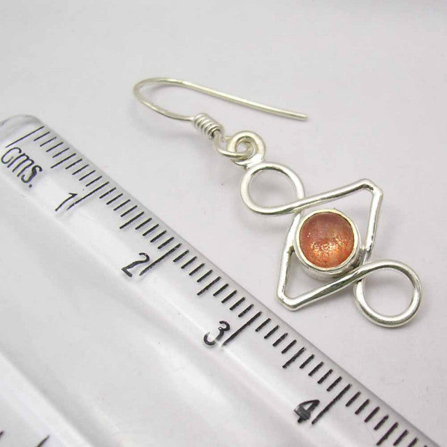 Cercei Argint 925 cu Piatra Soarelui, 3.7 cm lungime