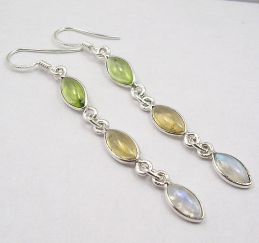 Cercei Argint 925 cu Pietre Multicolore, 6.6 cm lungime