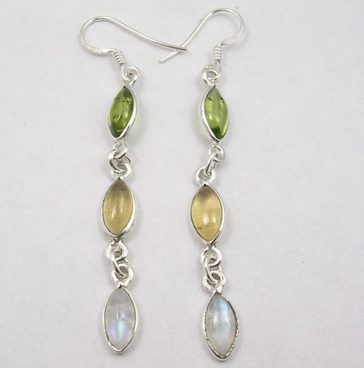 Cercei Argint 925 cu Pietre Multicolore, 6.6 cm lungime