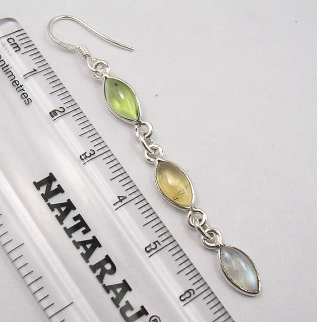 Cercei Argint 925 cu Pietre Multicolore, 6.6 cm lungime