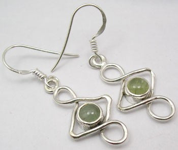 Cercei Argint 925 cu Prehnit, 3.7 cm lungime