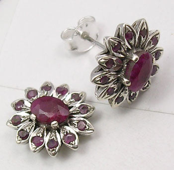 Cercei Argint 925 cu Rubin, 1.4 cm lungime