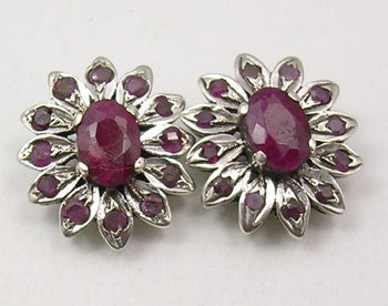 Cercei Argint 925 cu Rubin, 1.4 cm lungime