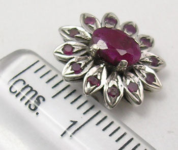 Cercei Argint 925 cu Rubin, 1.4 cm lungime