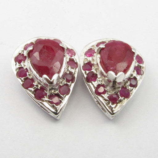 Cercei Argint 925 cu Rubin, 1.4 cm lungime