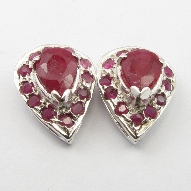 Cercei Argint 925 cu Rubin, 1.4 cm lungime