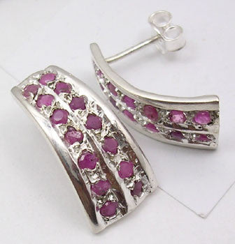 Cercei Argint 925 cu Rubin, 2.2 cm lungime