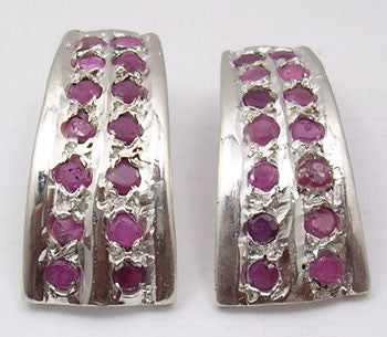 Cercei Argint 925 cu Rubin, 2.2 cm lungime