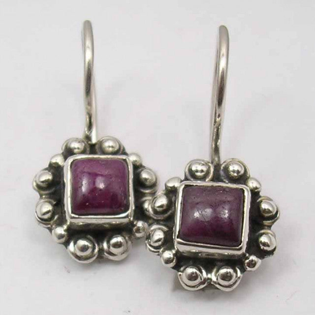 Cercei Argint 925 cu Rubin,2.2 cm lungime