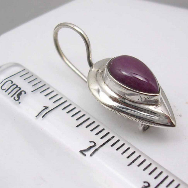 Cercei Argint 925 cu Rubin, 2.5 cm lungime