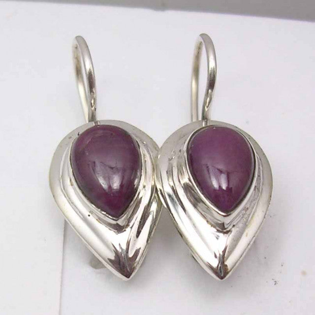 Cercei Argint 925 cu Rubin, 2.5 cm lungime