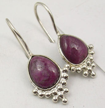 Cercei Argint 925 cu Rubin, 2.8 cm lungime