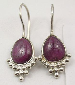 Cercei Argint 925 cu Rubin, 2.8 cm lungime