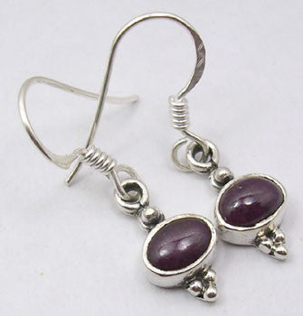 Cercei Argint 925 cu Rubin, 2.9 cm lungime